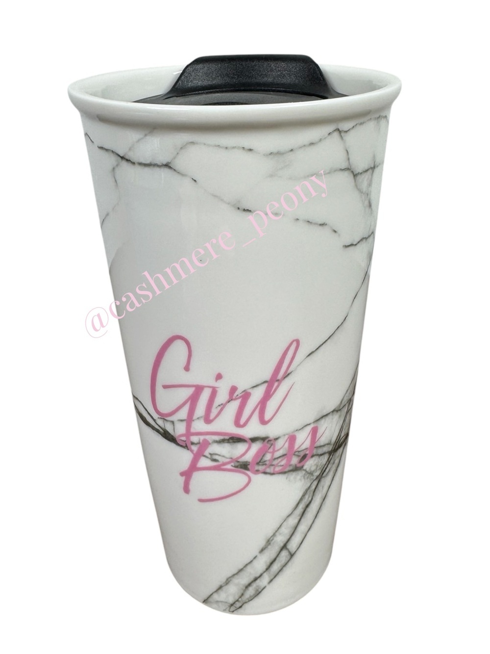 NEW Nanette Lepore Girl Boss Porcelain Marble Travel Tumbler & Black Lid 20 Oz